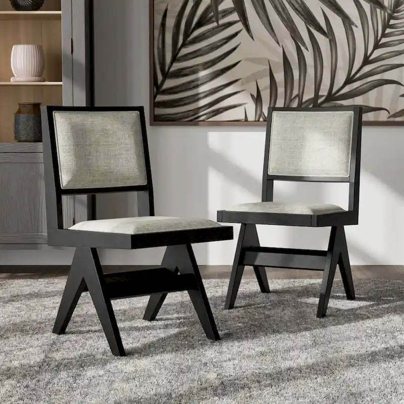 Furniture of America Evrena Modern Black Padded Fabric Dining Chairs (Set of 2)