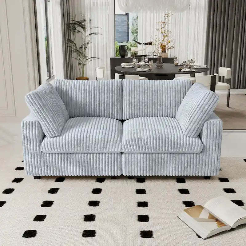 78.74 Modular Sectional Couches, Plush Deep Seat Sleeper Sofa with Removable Covers