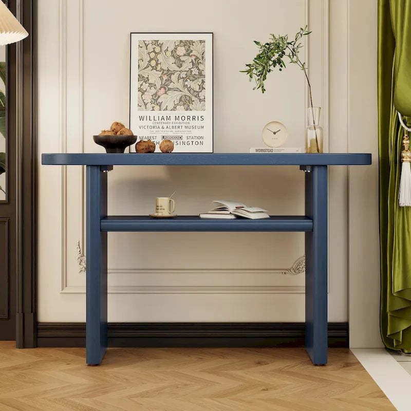 Elegant Minimalist Console Table with Rounded Edges and Sturdy Shelf Design for Entryway