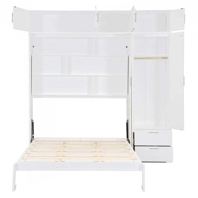 Versatile Queen Size Murphy Bed with Integrated Storage and Foldable Design for Space Optimization