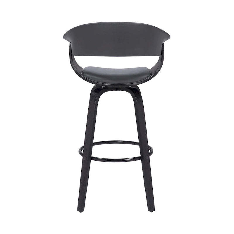 Faux Leather Swivel Counter Bar Chair with Wood Frame and Footrest