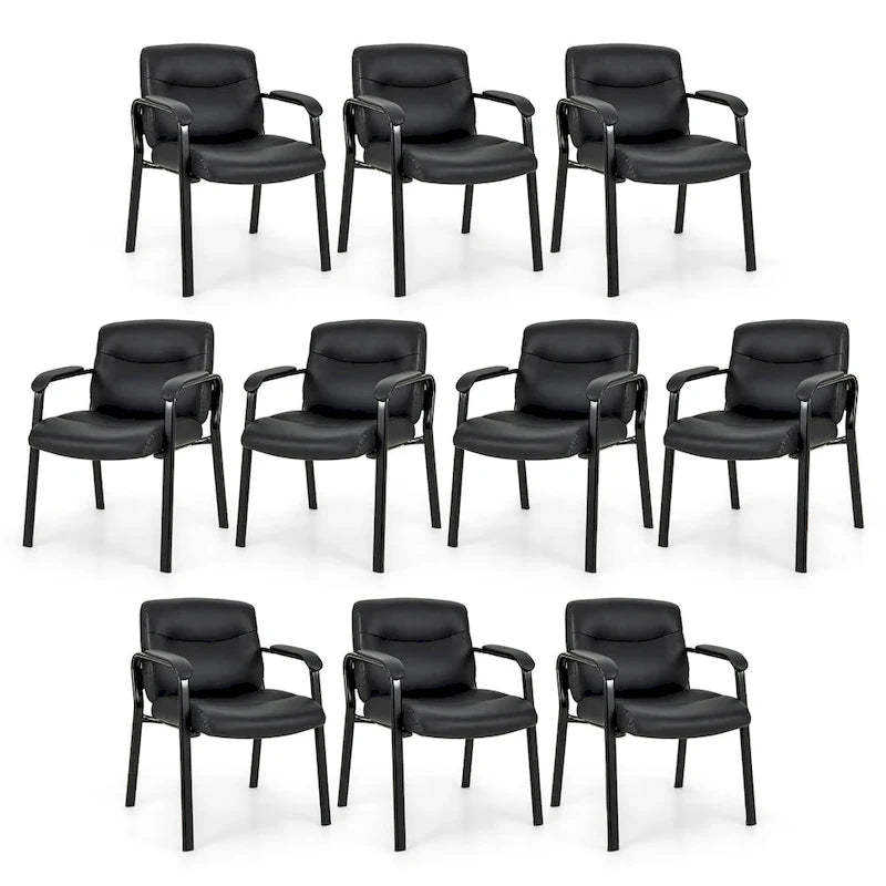 Set of 10 Waiting Room Chair No Wheels w/ Padded Armrests Guest