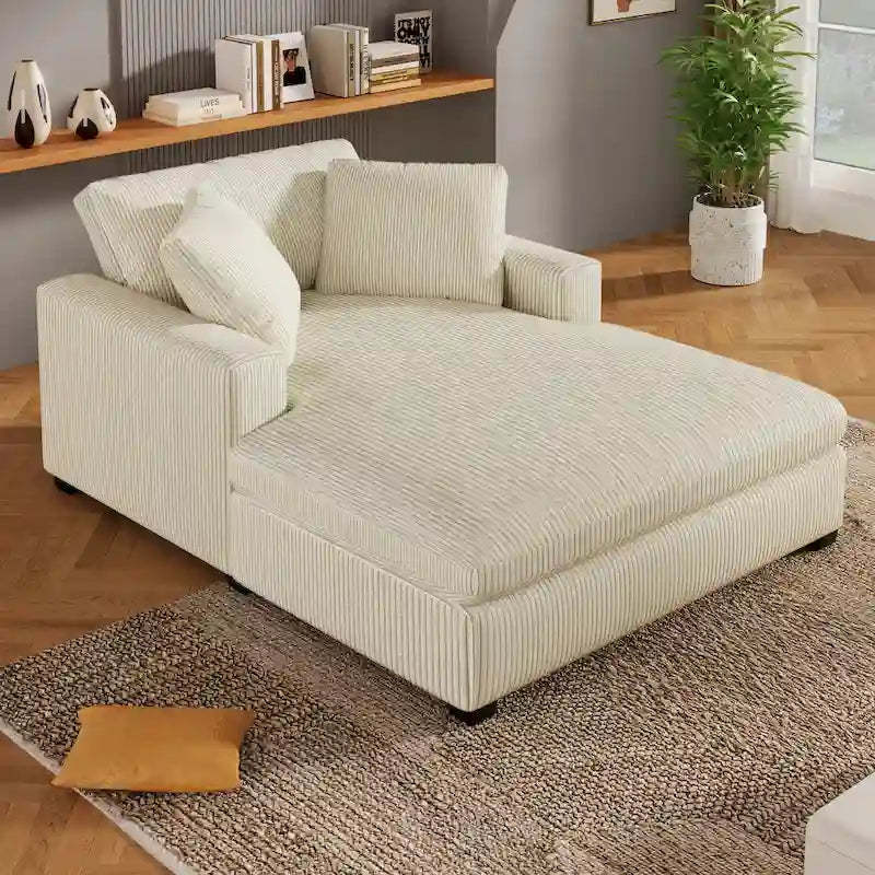 Beige 53.5 Chaise Lounge Chair