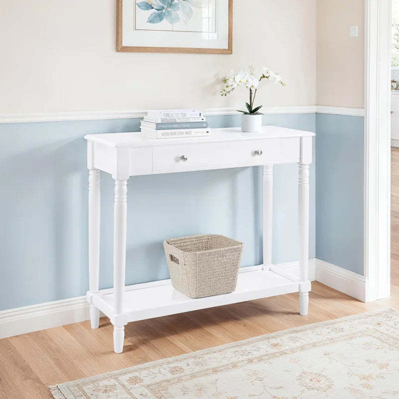 Convenience Concepts French Country Manor No Tools 1 Drawer Hall Entryway Table with Shelf
