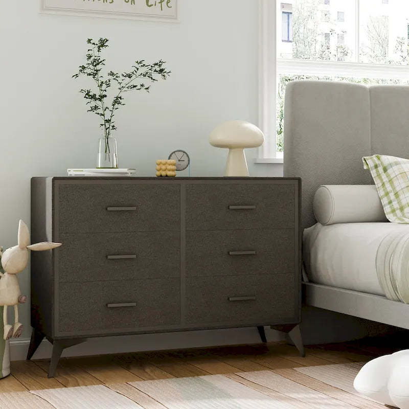 Metal-Framed Fabric Storage Dresser Cabinet with Drawer