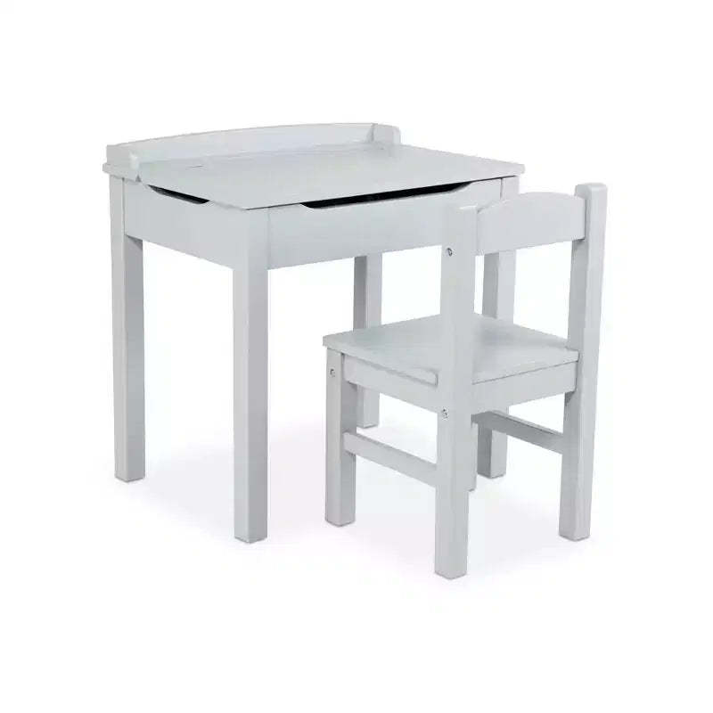 Melissa & Doug Kids Furniture Wooden Lift-Top Desk & Chair - Gray: Enclosed Storage, Wooden Frame