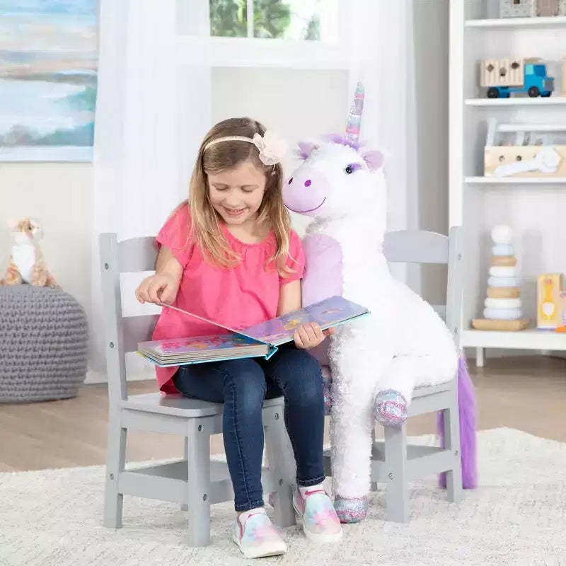 Melissa & Doug Kids Furniture Wooden Chair Pair - Gray