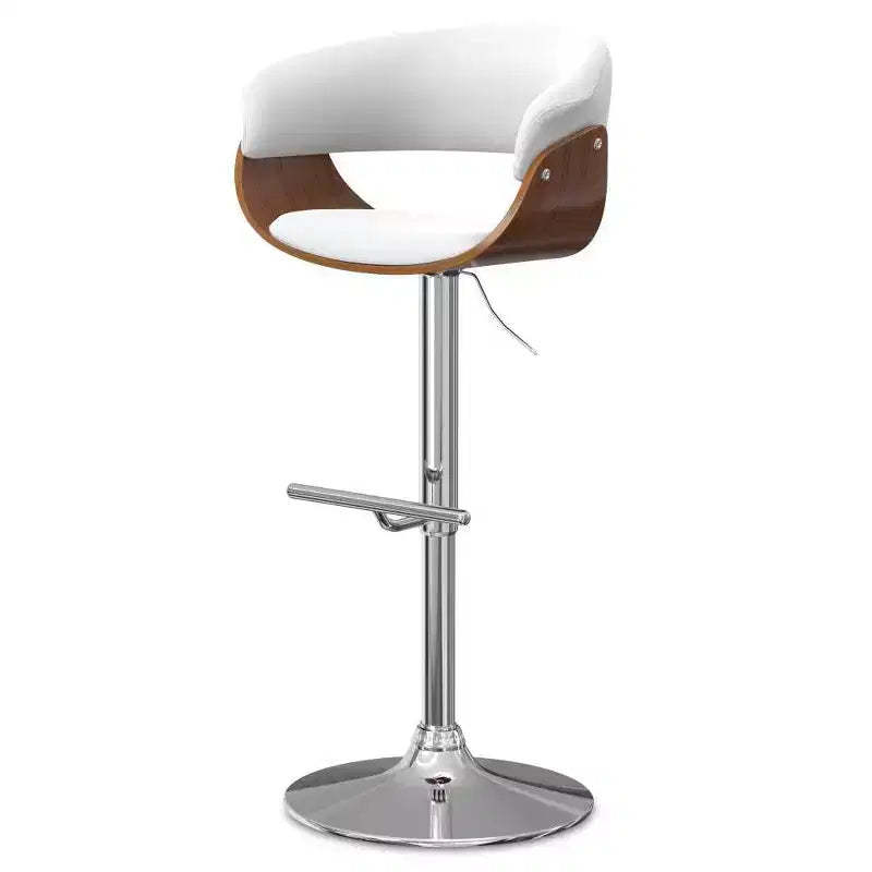 WyndenHall Caylor Adjustable Swivel Barstool White: Oval Faux Leather, Steel Legs, Foam Padded Back