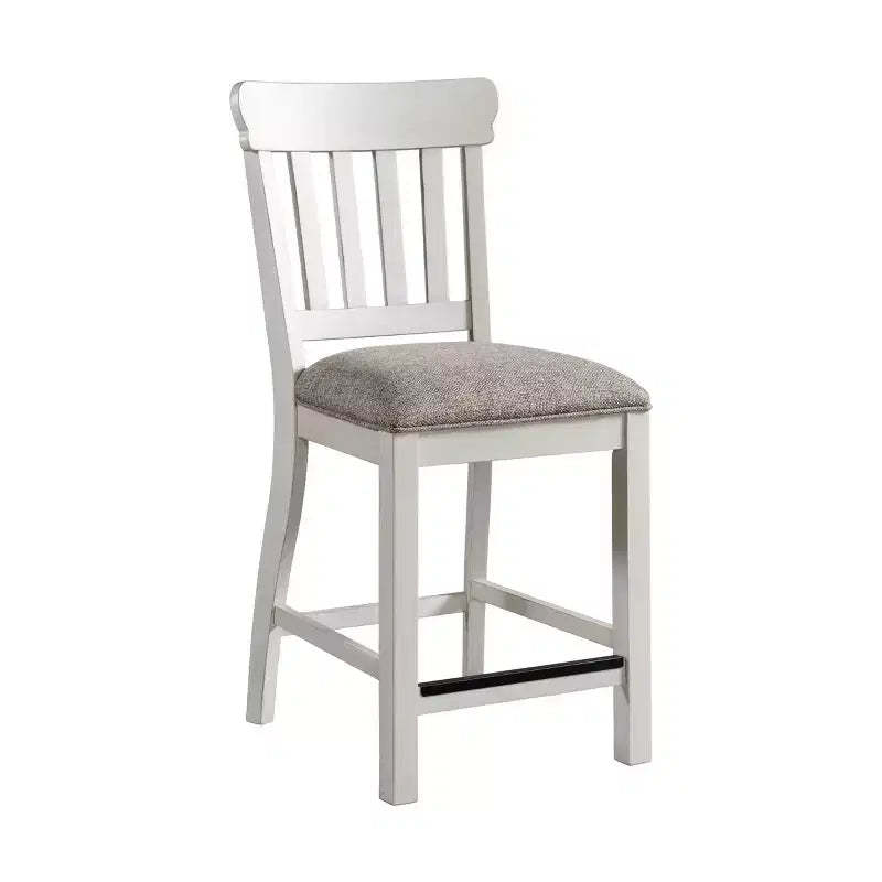 Set of 2 24" Drake Slat Back Cushion Seat Counter Height Barstools Rustic White/French Oak - Intercon