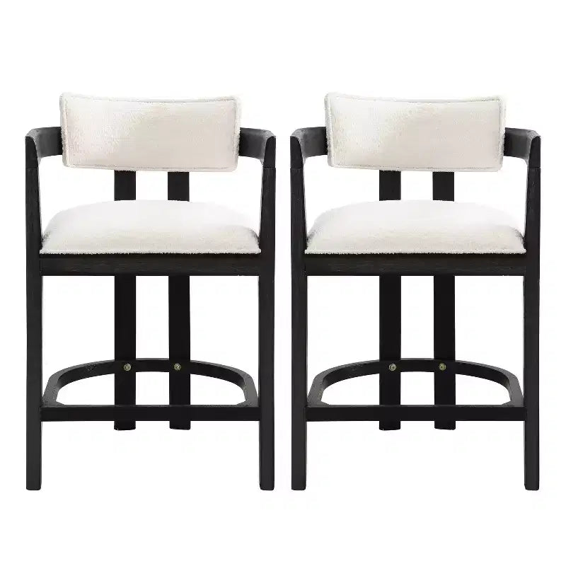 Christopher Knight Home Set of 2 26" Ethan Upholstered Rubberwood Counter Height Barstools Black