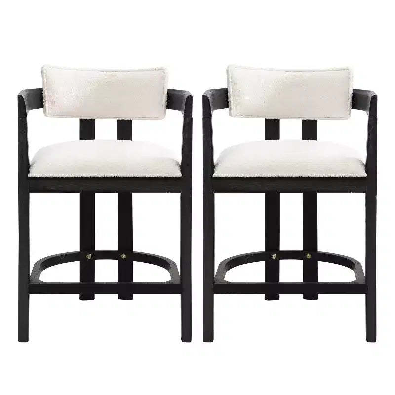 Christopher Knight Home Set of 2 26" Ethan Upholstered Rubberwood Counter Height Barstools Black
