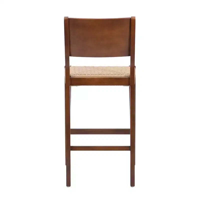 Set of 2 29" Clara Handwoven Seagrass Seat Barstools Brown Wood Finish - Powell