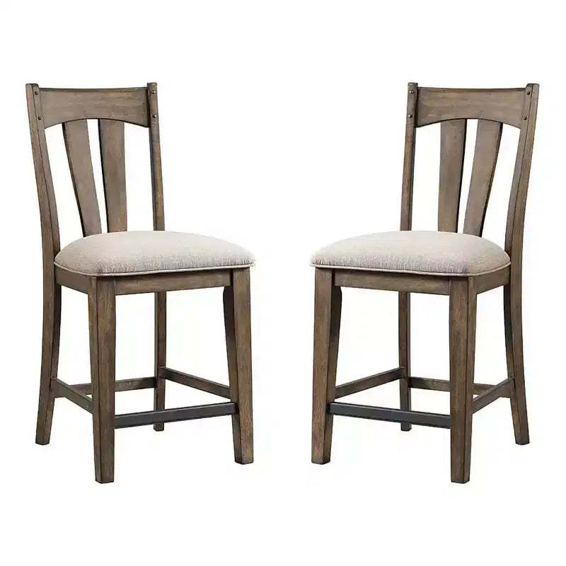 Set of 2 24" Whiskey River Splat Back Counter Height Barstools with Cushion Seat Gunpowder Gray - Intercon