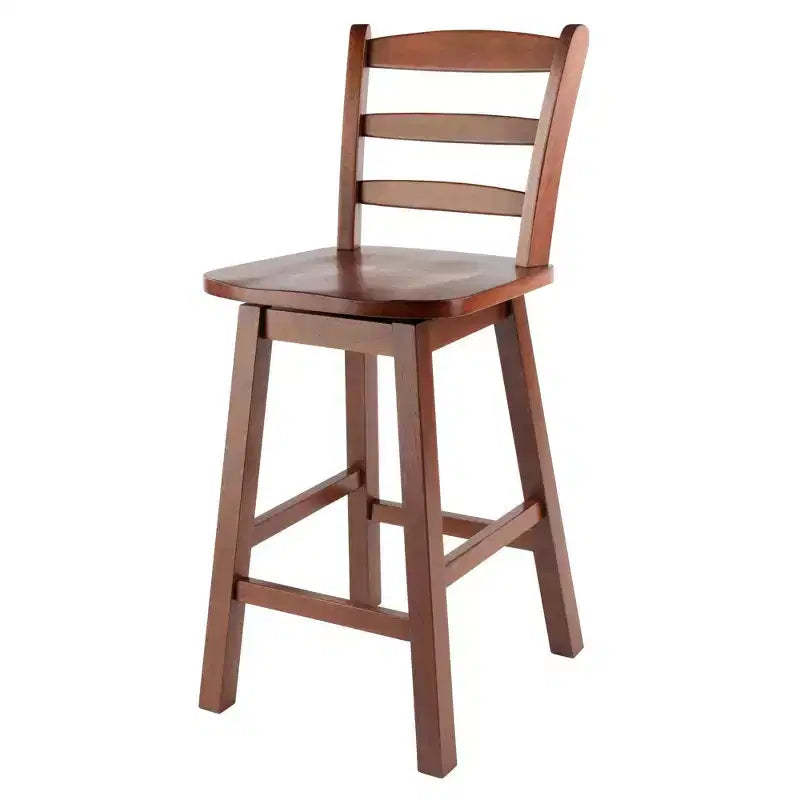 Scalera Ladder Back Swivel Seat Barstool Walnut - Winsome: Fixed Height, Wood Frame, 220lb Capacity