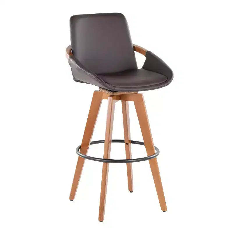 LumiSource Cosmo PU Counter Height Barstool Walnut Bamboo/Brown