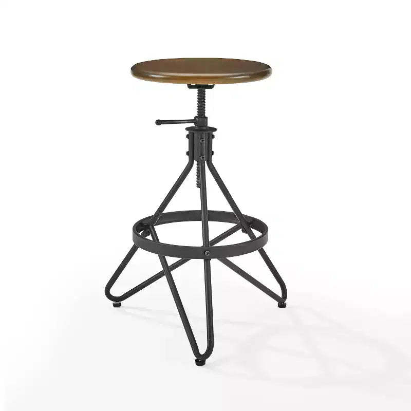 Kalen Adjustable Height Swivel Barstool Brown/Matte Black - Crosley: Steel Frame, Industrial Farmhouse Style, Footrest