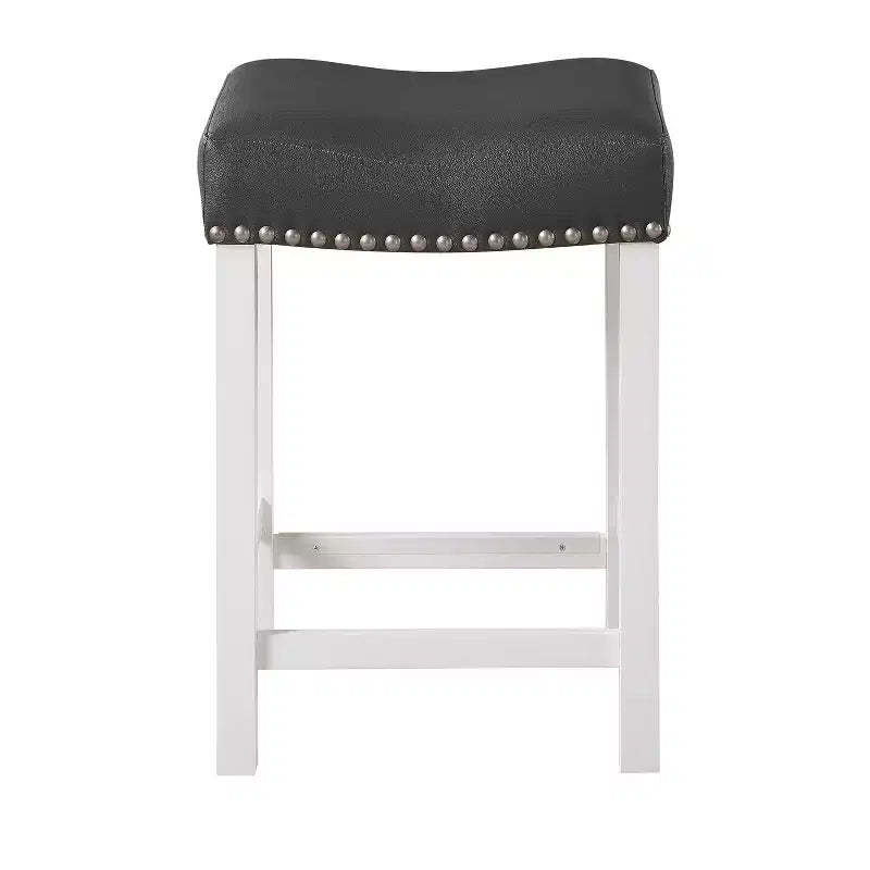 Set of 2 Zermatt Counter Height Barstools Seat White/Black - Steve Silver Co.: Upholstered, Wood Frame, Armless & Backless