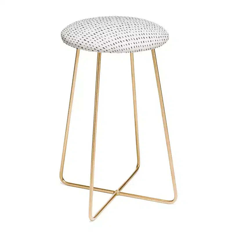Holli Zollinger Adobo Rain Counter Height Barstool Black/Gold - Deny Designs: Faux Leather, Steel Legs, Round Shape