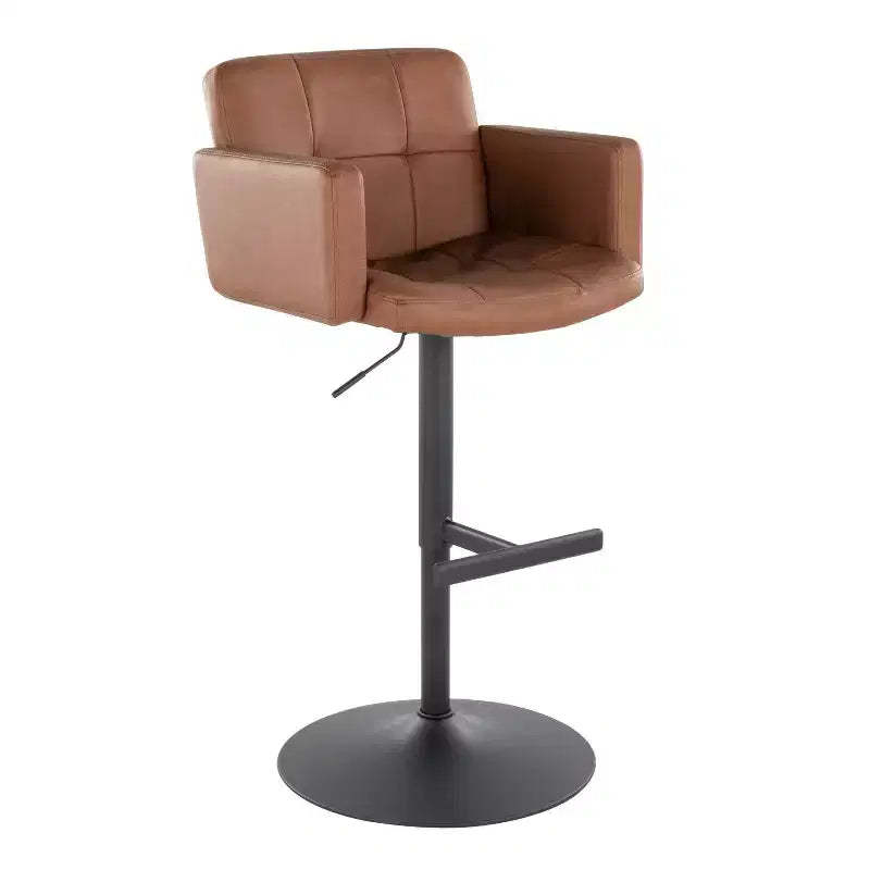 LumiSource Stout Adjustable Barstool Black Metal/Camel PU