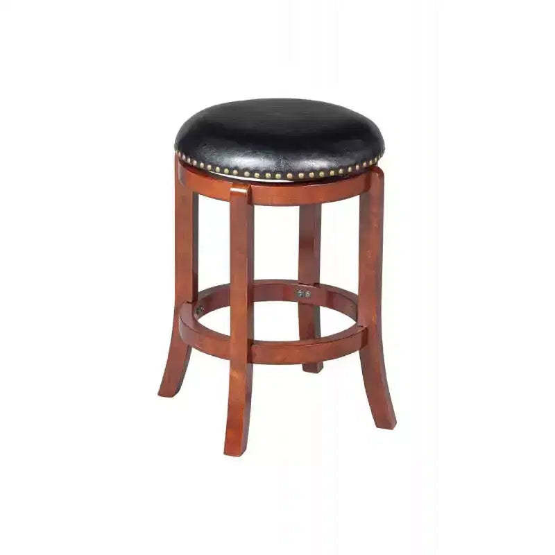 Cordova 24" Counter Height Barstool Cherry - Boraam: Swivel, Backless, Faux Leather, Wood Legs