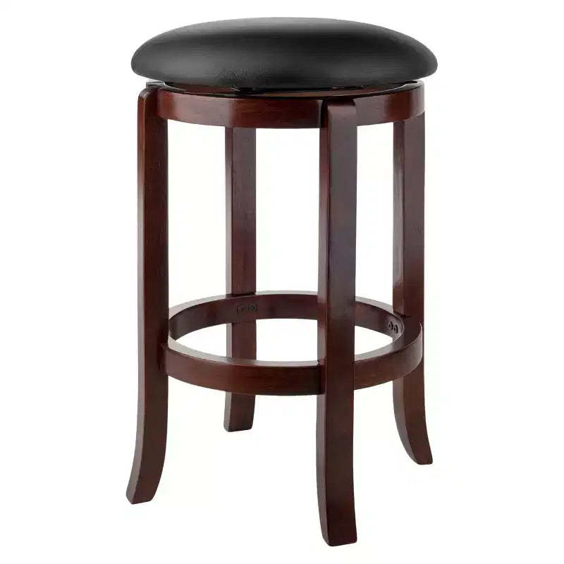 24" Walcott Swivel Counter Height Barstool Walnut - Winsome: Round, Wood Frame, Fixed Height