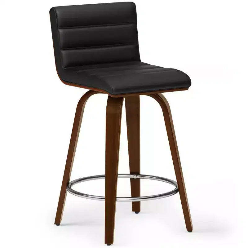 WyndenHall Madigan Swivel Counter Height Barstool Black: Square, Upholstered, Adjustable, Faux Leather