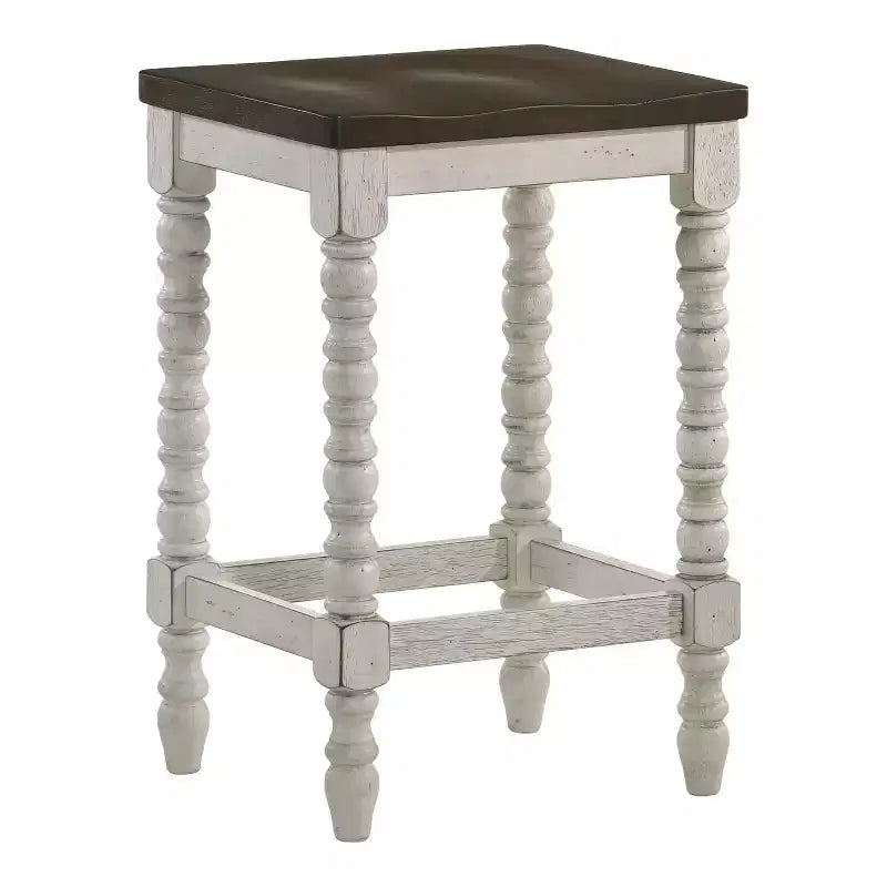 24/7 Shop At Home Nolte Farmhouse Counter Height Barstools: Set of 2, Dark Walnut/Antique White