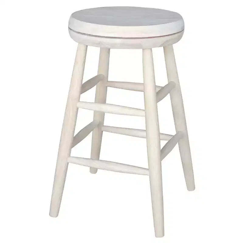 International Concepts Jonathan Swivel Scooped Seat 24" Counter Height Barstool - Unfinished: Rubberwood Frame, No Assembly Required