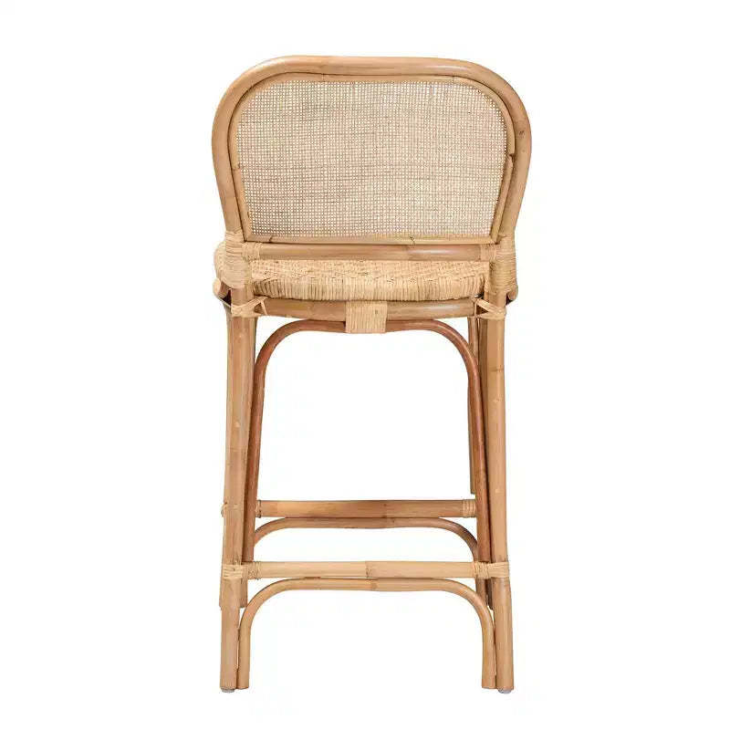 Baxton Studio Adrena Rattan Counter Height Barstool Natural Brown : Fixed Height, No Assembly, Spot Clean