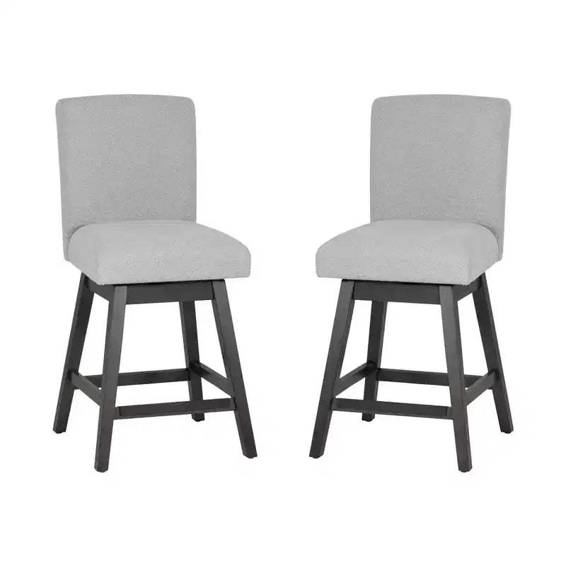 Linon Set of 2 Cyrus Swivel Counter Height Barstools Gray