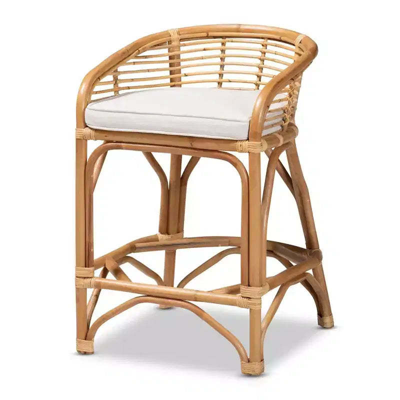 Rose Fabric Upholstered Counter Height Barstool with Footrest - bali & pari