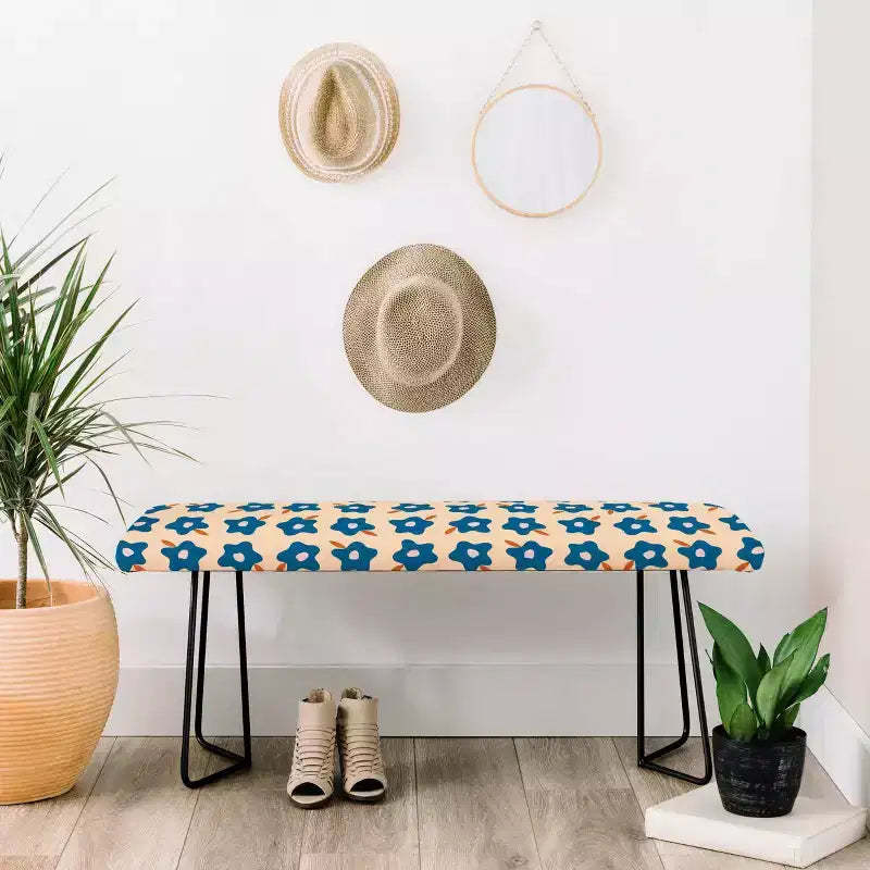 Maritza Lisa Wonky Blue Spring Flowers Bench Blue - Deny Designs
