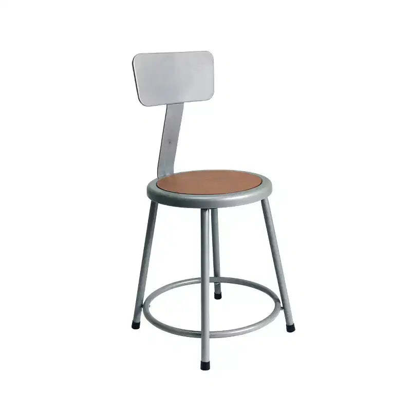 Hampden Furnishings 18" Felix Collection Steel Stool with Backrest Gray