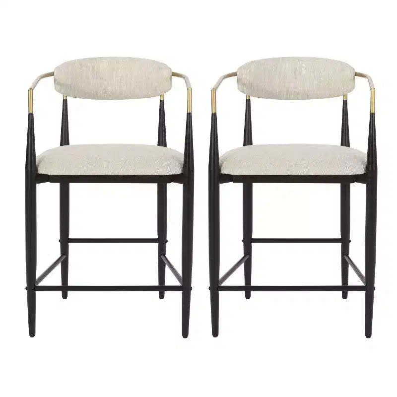 Christopher Knight Home Set of 2 25" Elmore Counter Height Barstools Beige/Black/Gold