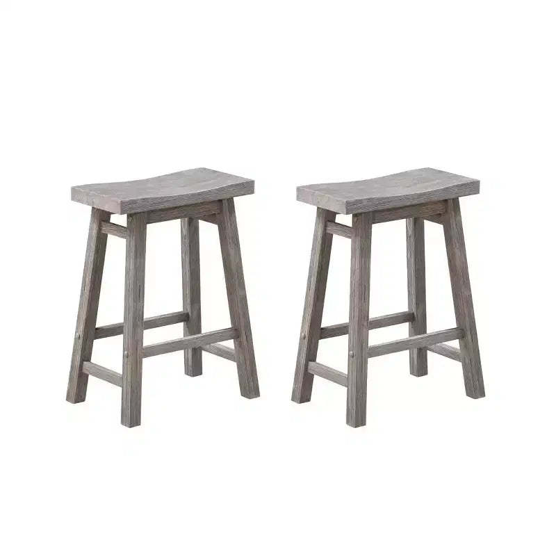 Set of 2 24" Sonoma Saddle Backless Counter Height Barstools, Acacia Wood - Boraam
