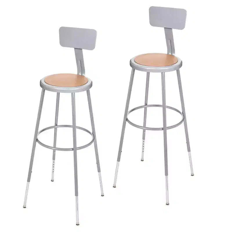 2pk 32"-39" Adjustable Heavy Duty Steel Barstool with Backrest Gray - Hampden Furnishings