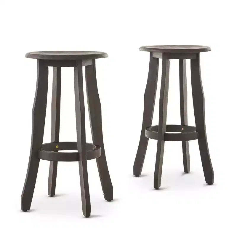 Set of 2 Ruthie Acacia Barstools Dark Gray - Christopher Knight Home: 30" Fixed Height, Backless Design