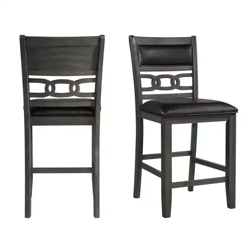 Set of 2 Taylor Faux Leather Counter Height Barstools Gray - Picket House Furnishings: Polyester Upholstery, MDF Frame, 300 lbs Capacity