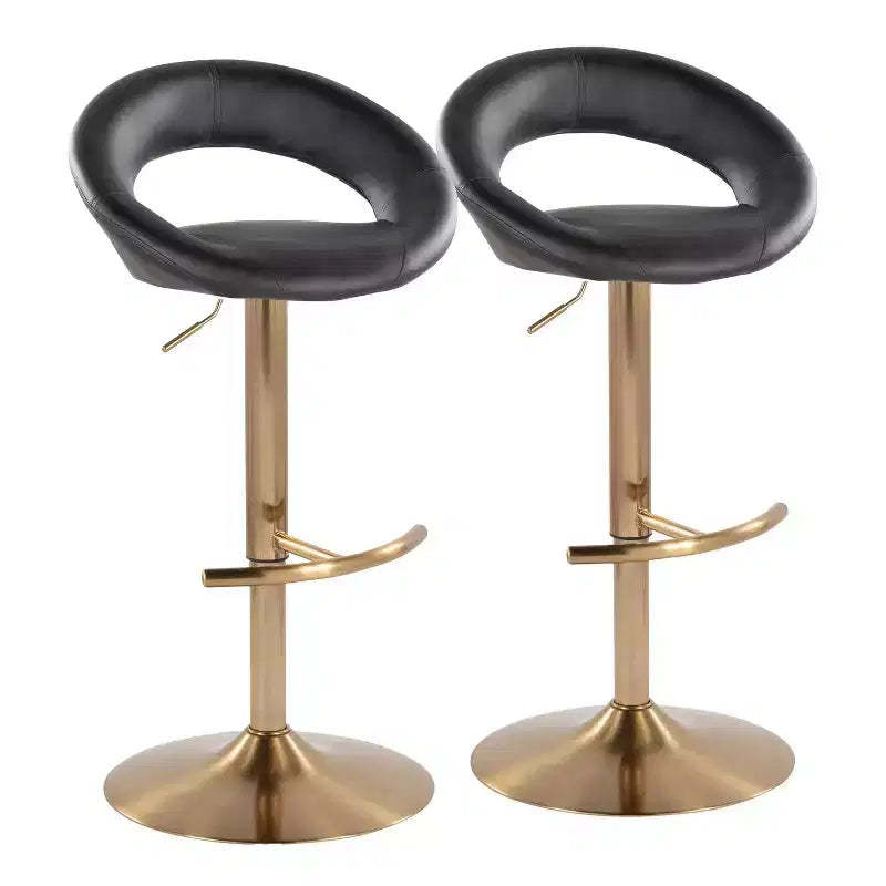 LumiSource Set of 2 Posh Adjustable Barstools Gold/Black PU
