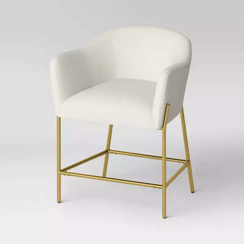 Gladden Barrel Counter Height Barstool: Upholstered, Brass Legs, Cushioned - Threshold™