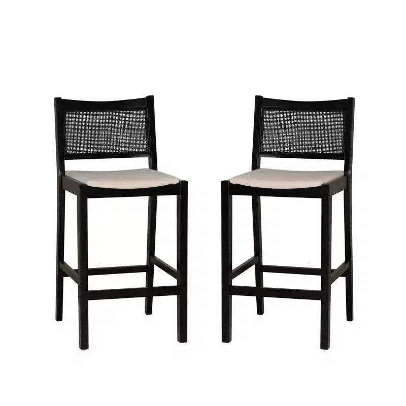 Powell Set of 2 Bessie Cane Barstools Black
