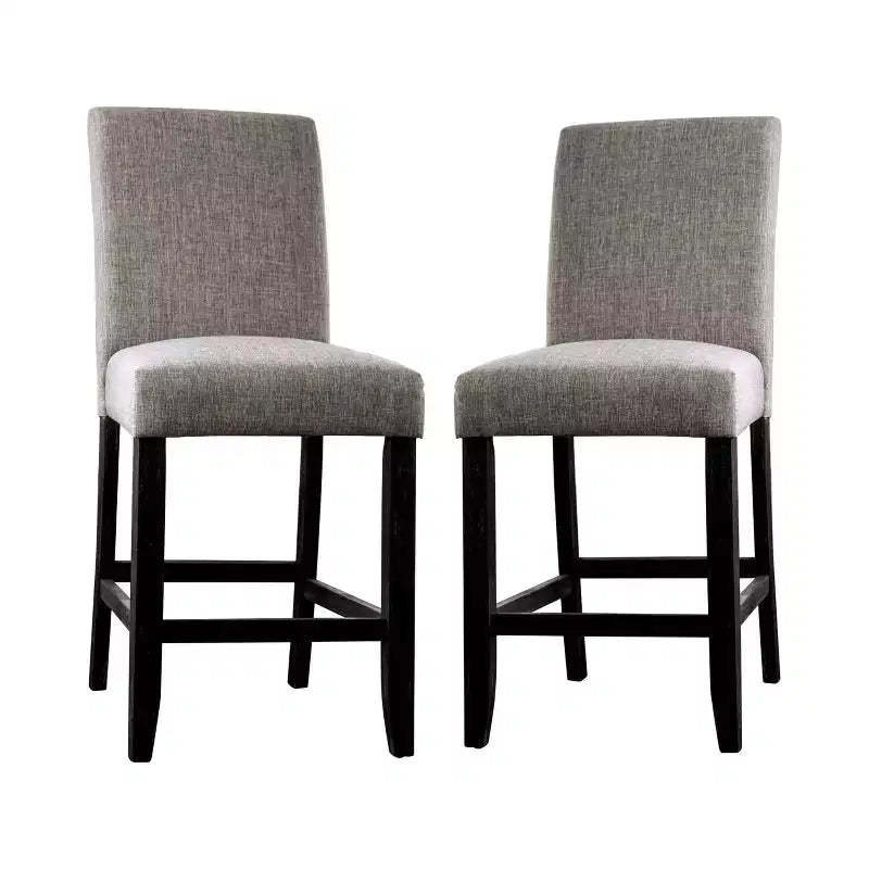 Set of 2 Norelo 25" Upholstered Counter Height Barstools Light Gray - HOMES: Inside + Out: Transitional Style, Footrest