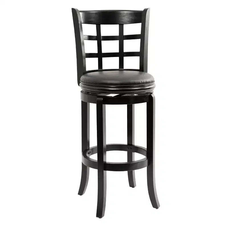29" Kyoto Swivel Barstool Black - Boraam: Modern Round Upholstered, Wood Frame, Fixed Height