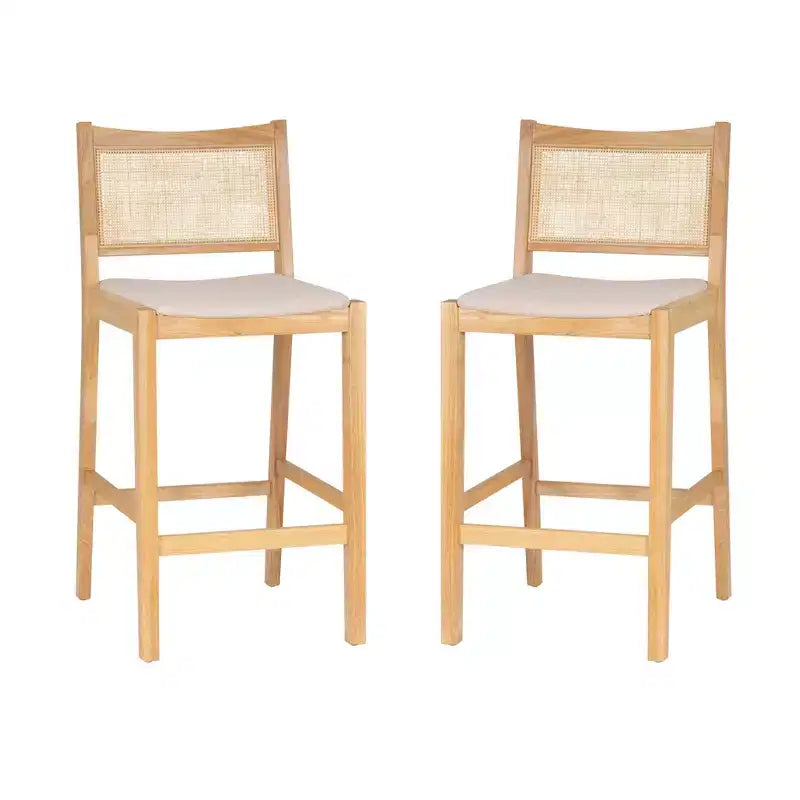 Powell Set of 2 Bessie Cane Barstools Natural