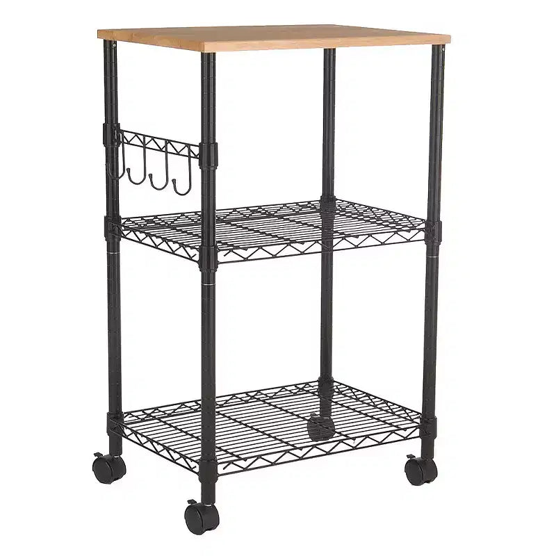 Microwave Cart Black - Room Essentials™: Utility Storage with Locking Wheels, 34" Height