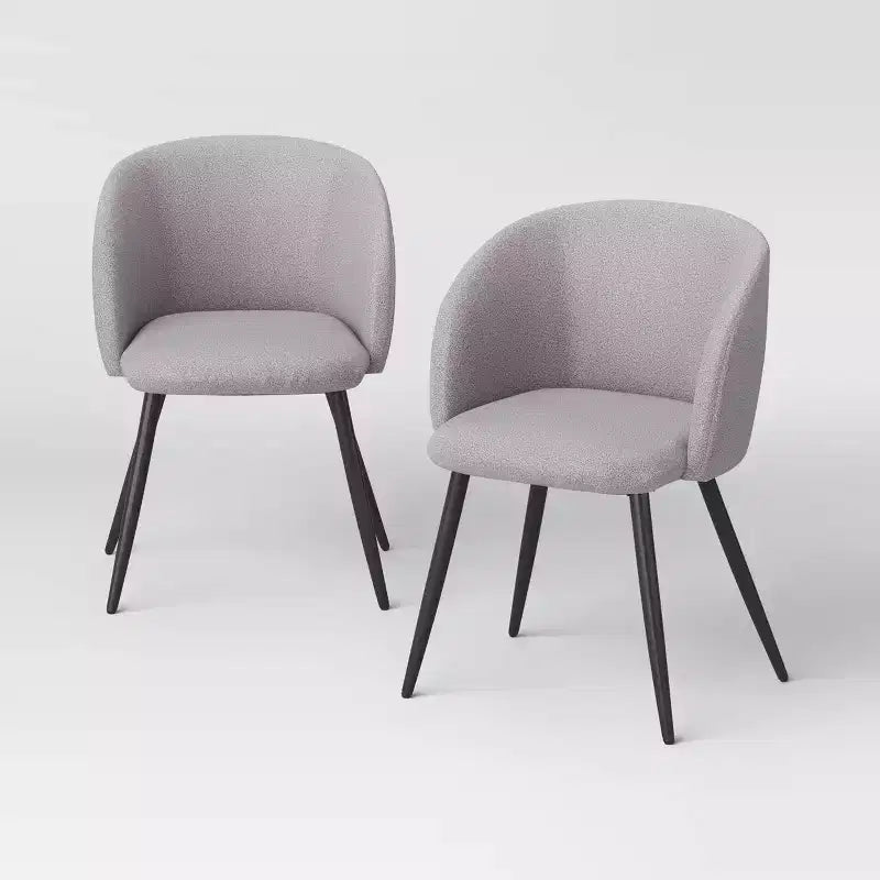 Set of 2 Upholstered Barrel Back Dining Chairs with Metal Base Dining Chair Gray - Room Essentials™