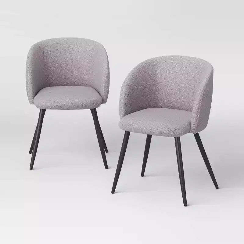Set of 2 Upholstered Barrel Back Dining Chairs with Metal Base Dining Chair Gray - Room Essentials™