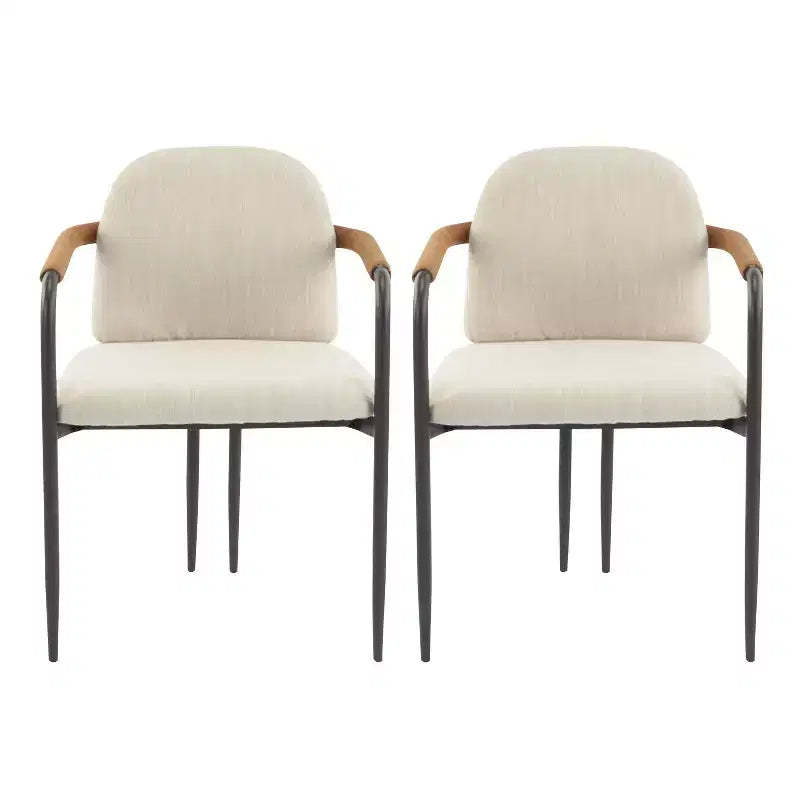 Christopher Knight Home Set of 2 Jeremiah Modern Upholstered Dining Chairs with Iron Frame Beige/Espresso