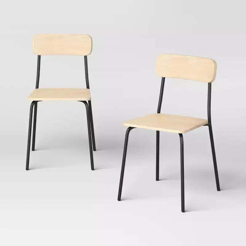 Set of 2 Wood with Metal Base Dining Chair Natural - Room Essentials™