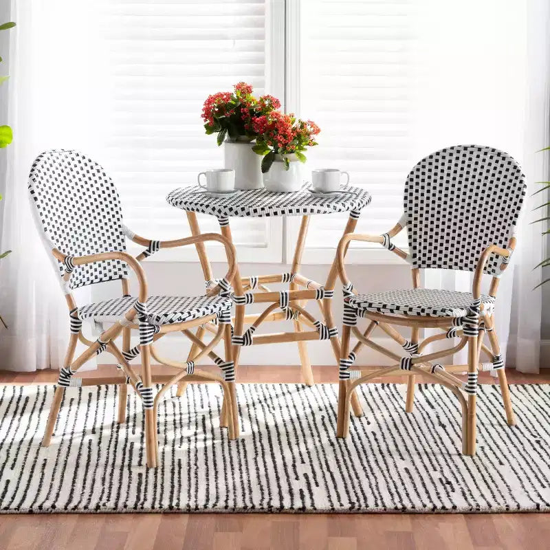2pc Naila Rattan and Weaving Dining Chair Set Natural/Brown - bali & pari